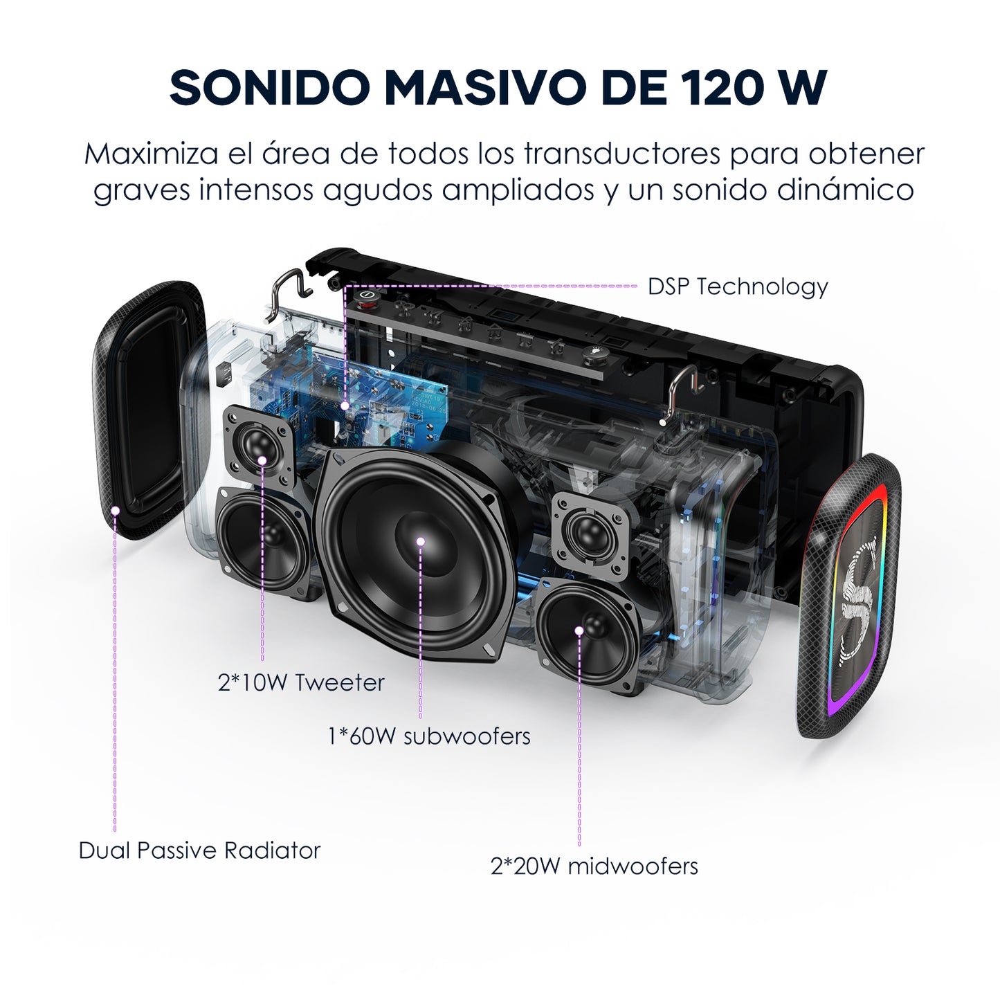 Sabala DR-908 Caixa De Som Bluetooth 120w 20800mah IPX5 110v/220v