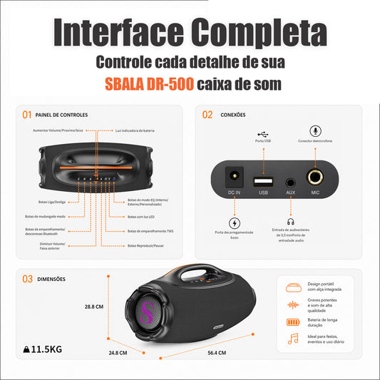 SABALA DR-500 Caixa de Som Bluetooth Portátil