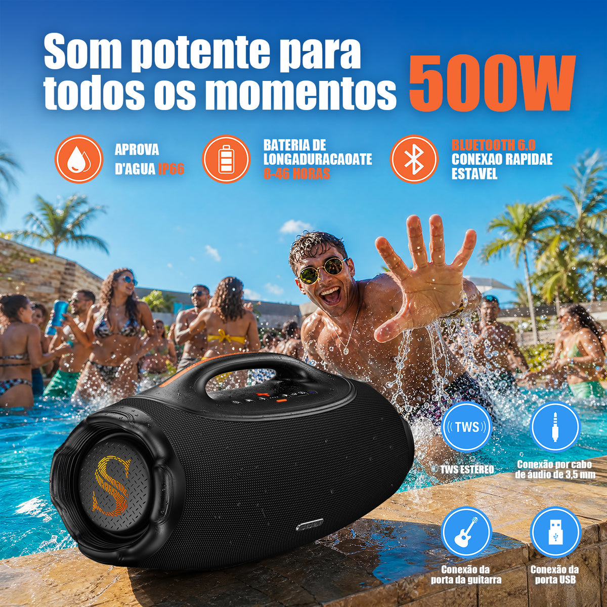 SABALA DR-500 Caixa de Som Bluetooth Portátil