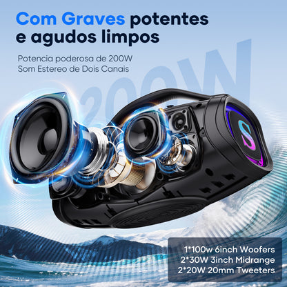 Sabala DR-300 Caixa De Som Bluetooth 200W, 39000mAh, IP66 Com LED