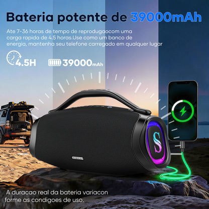 Sabala DR-300 Caixa De Som Bluetooth 200W, 39000mAh, IP66 Com LED