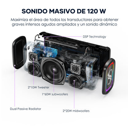 Sabala DR-908 Caixa De Som Bluetooth 120w 20800mah IPX5 110v/220v
