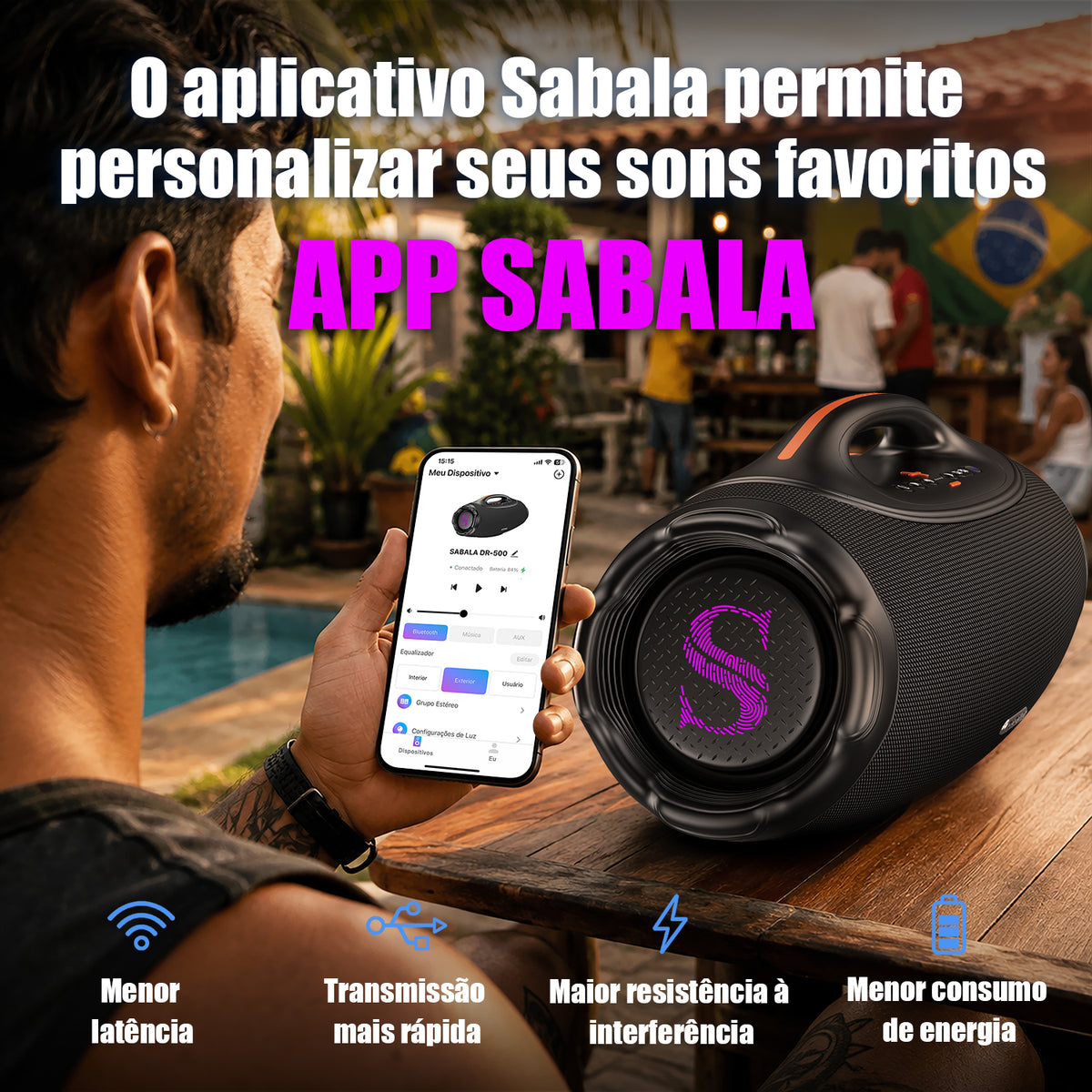 SABALA DR-500 Caixa de Som Bluetooth Portátil